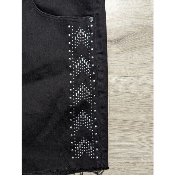 Melissa McCarthy Seven7 Seven 7 Jean Shorts Plus Size 28W Cutoffs Black Stretch - Picture 7 of 10